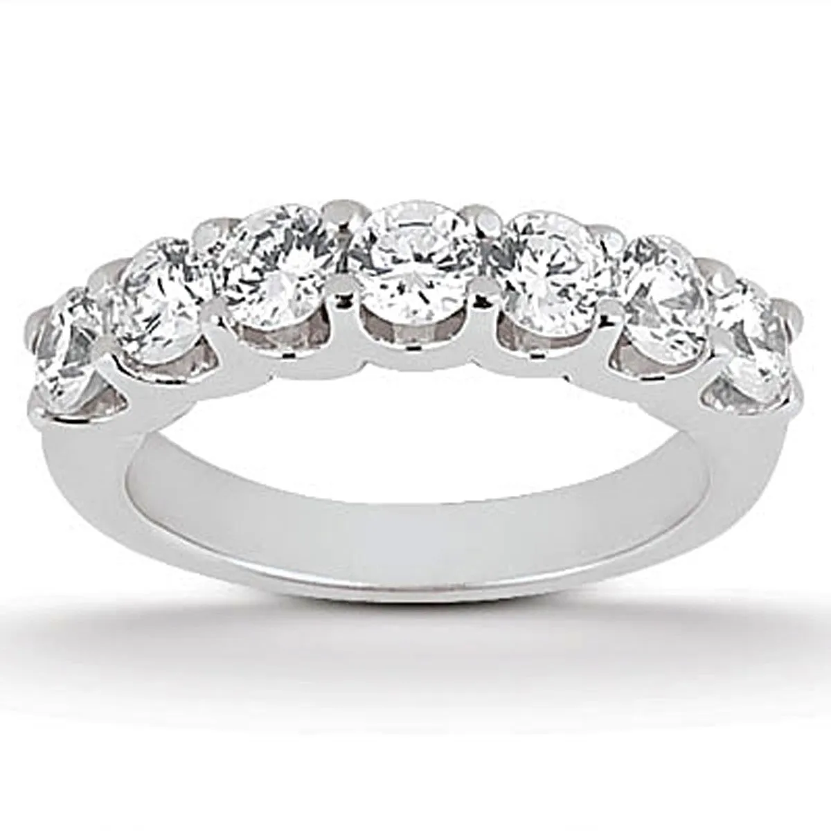 14k White Gold Diamond Scalloped Shared U Prong Setting Wedding Ring Band-rxd23999y28bt