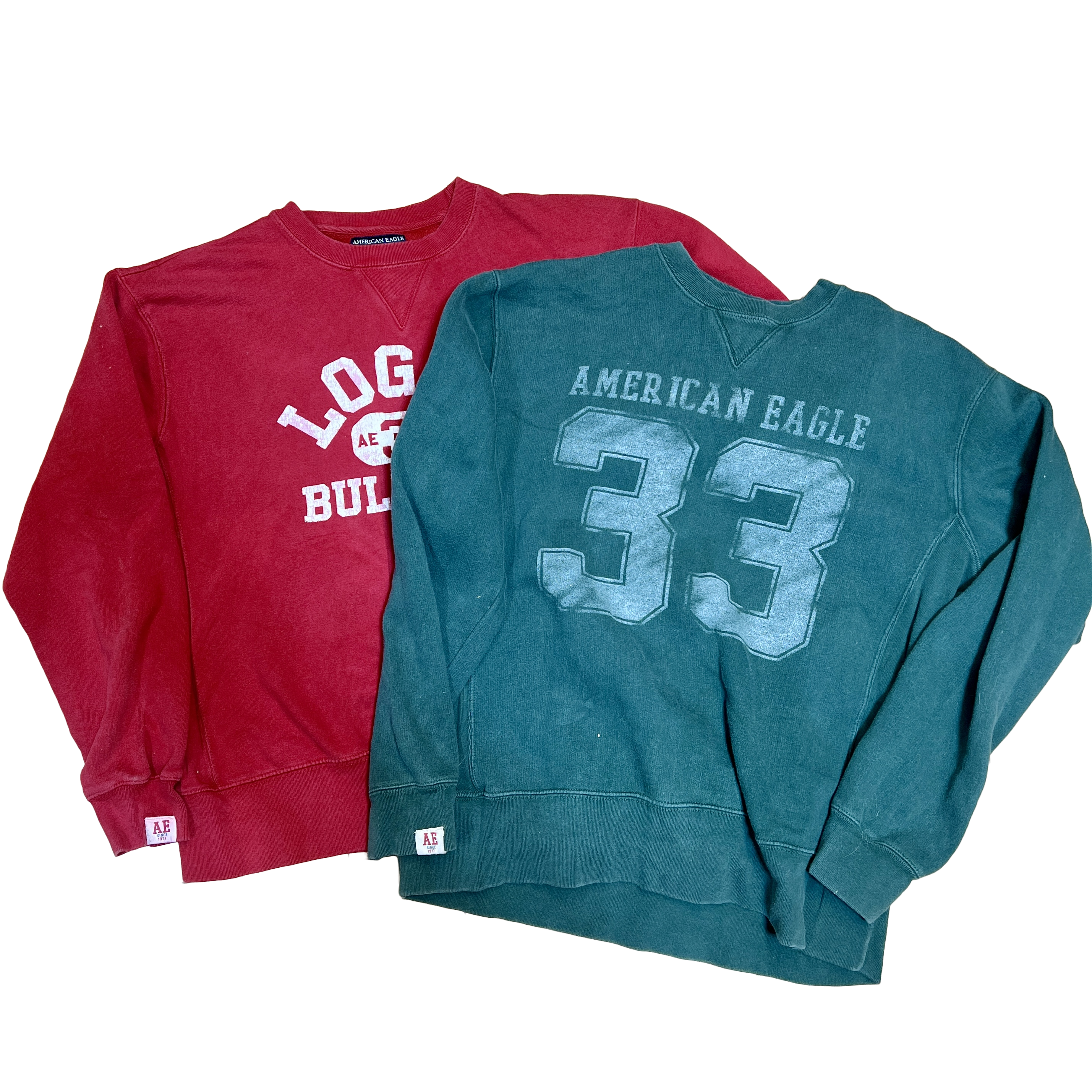 2-Vintage  Adult •American Eagle• Crew Sweat Shirts • 1 X-Small / 1 Small