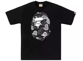 A Bathing Ape Liquid Camo Big Head Ape Tee in Black xld