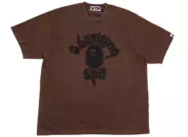 A Bathing Ape Mad College Garment Dyed Relaxed Fit Tee in Brown xld