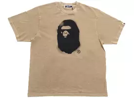 A Bathing Ape Spray Ape Head Garment Dyed Tee in Beige xld