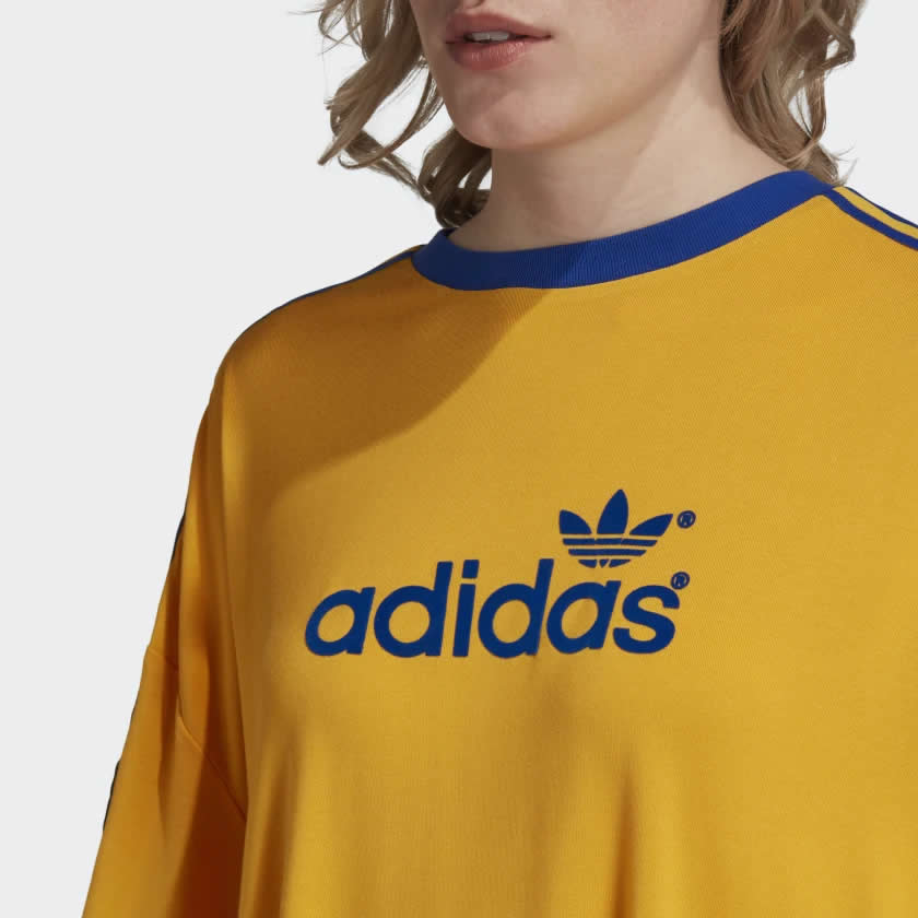 Adidas Originals Women's 70s 3 Stripe Tee - Gold