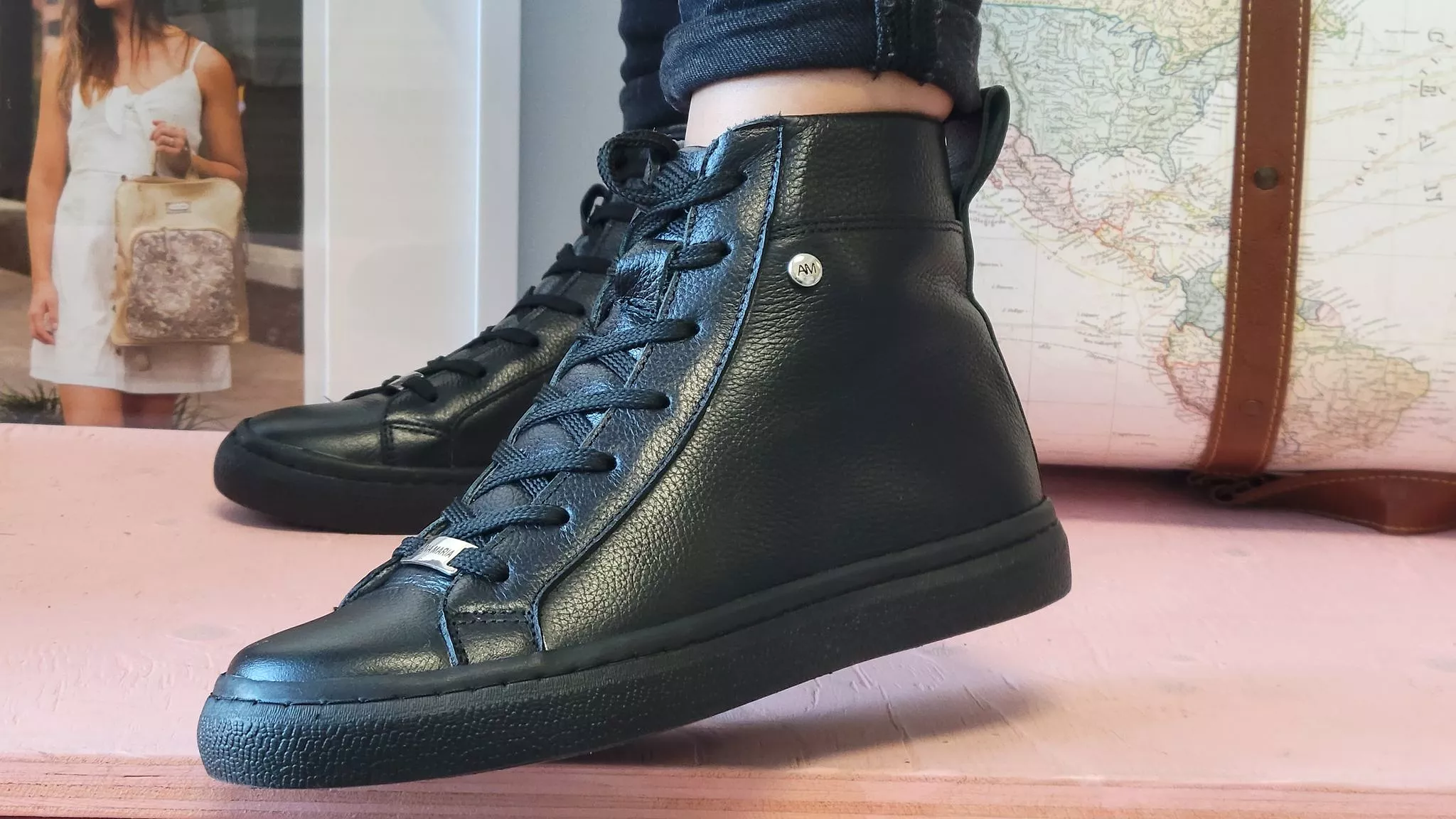 All Black Leather high top sneaker