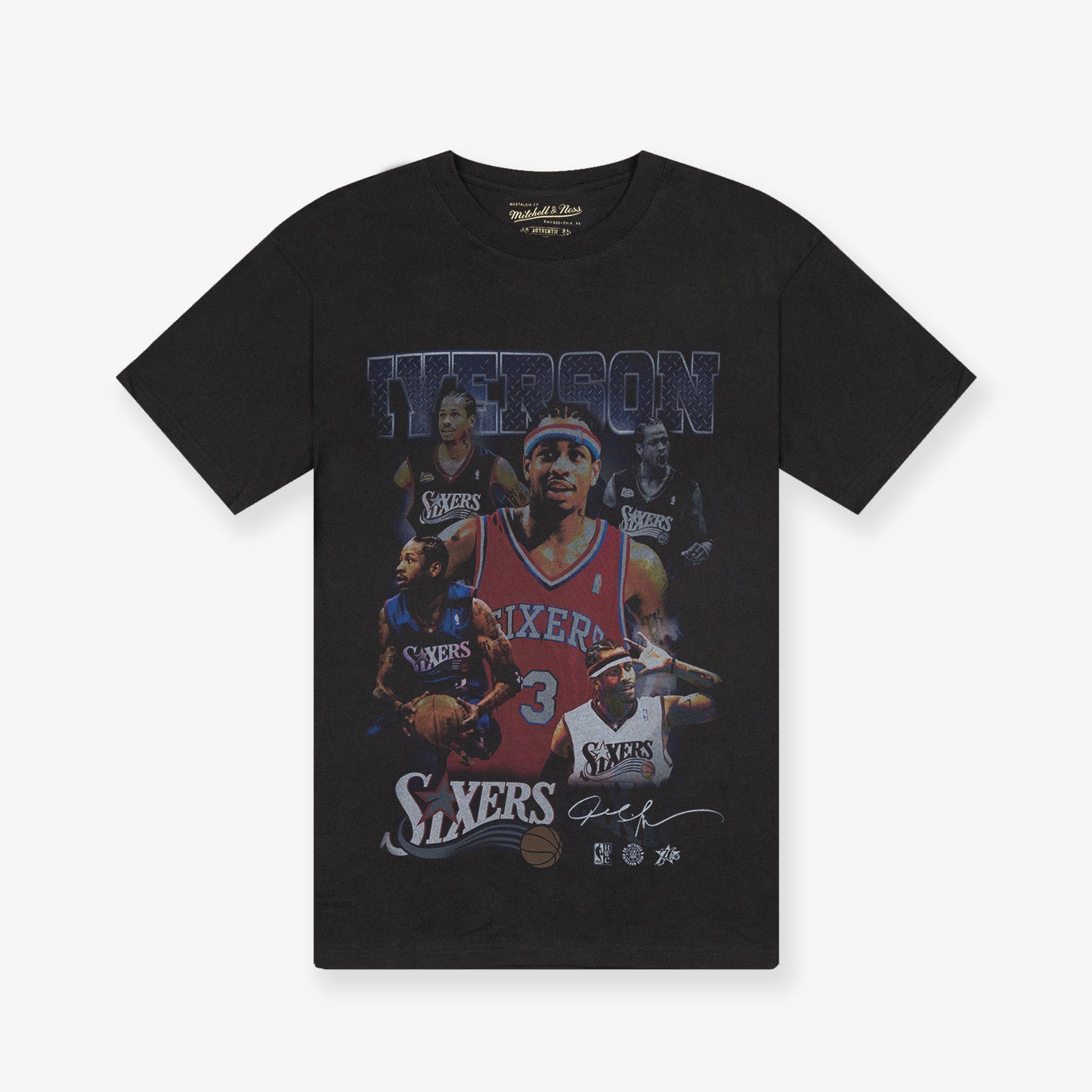 Allen Iverson Philadelphia 76er's Player & Stats T-Shirt - Black