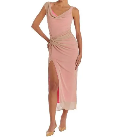 Amanda Uprichard Aliana Dress In Tan/hot Pink