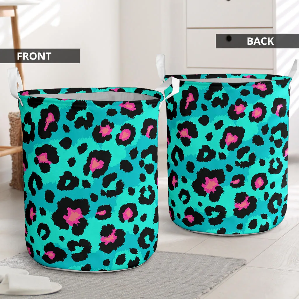 Aqua Cheetah Laundry Basket