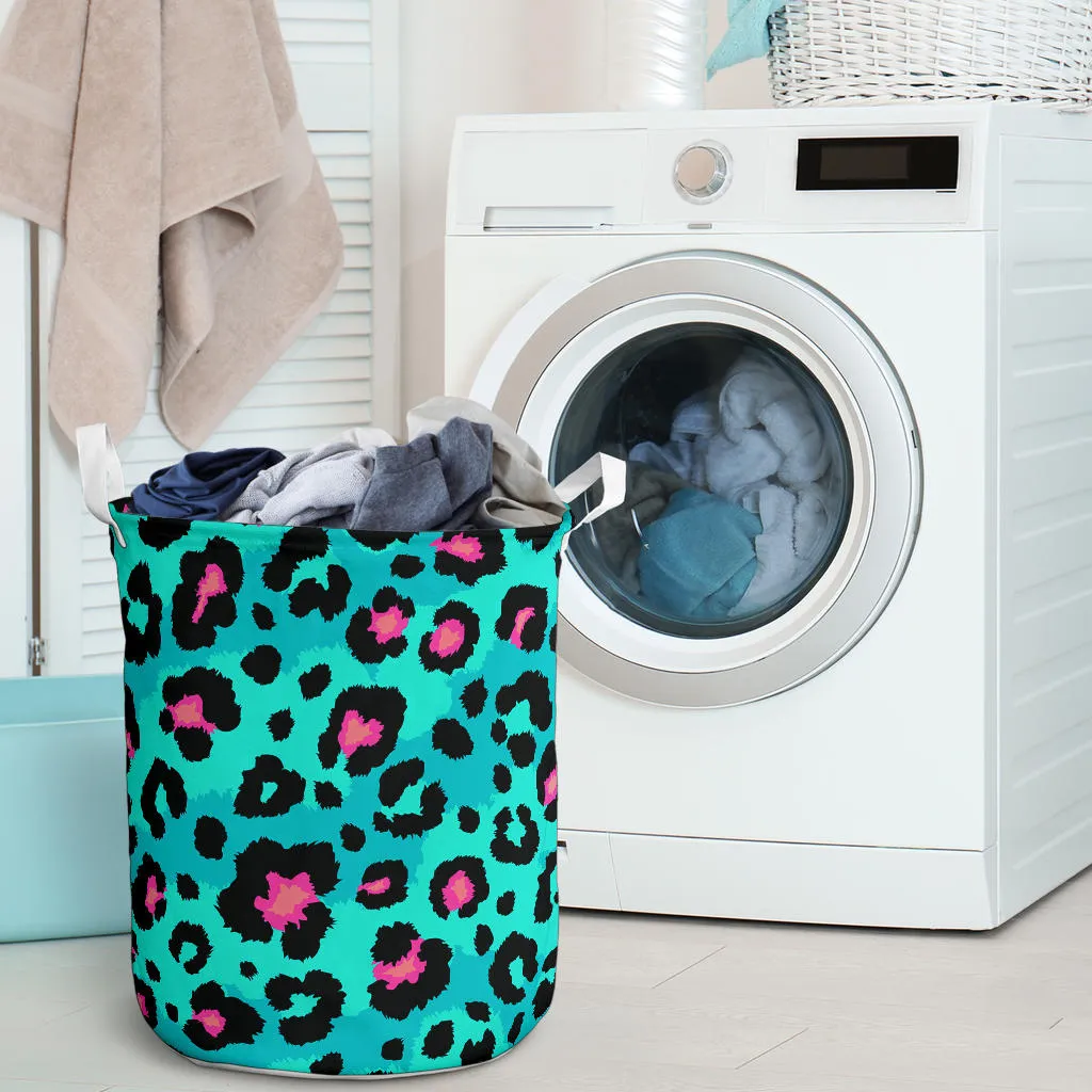 Aqua Cheetah Laundry Basket