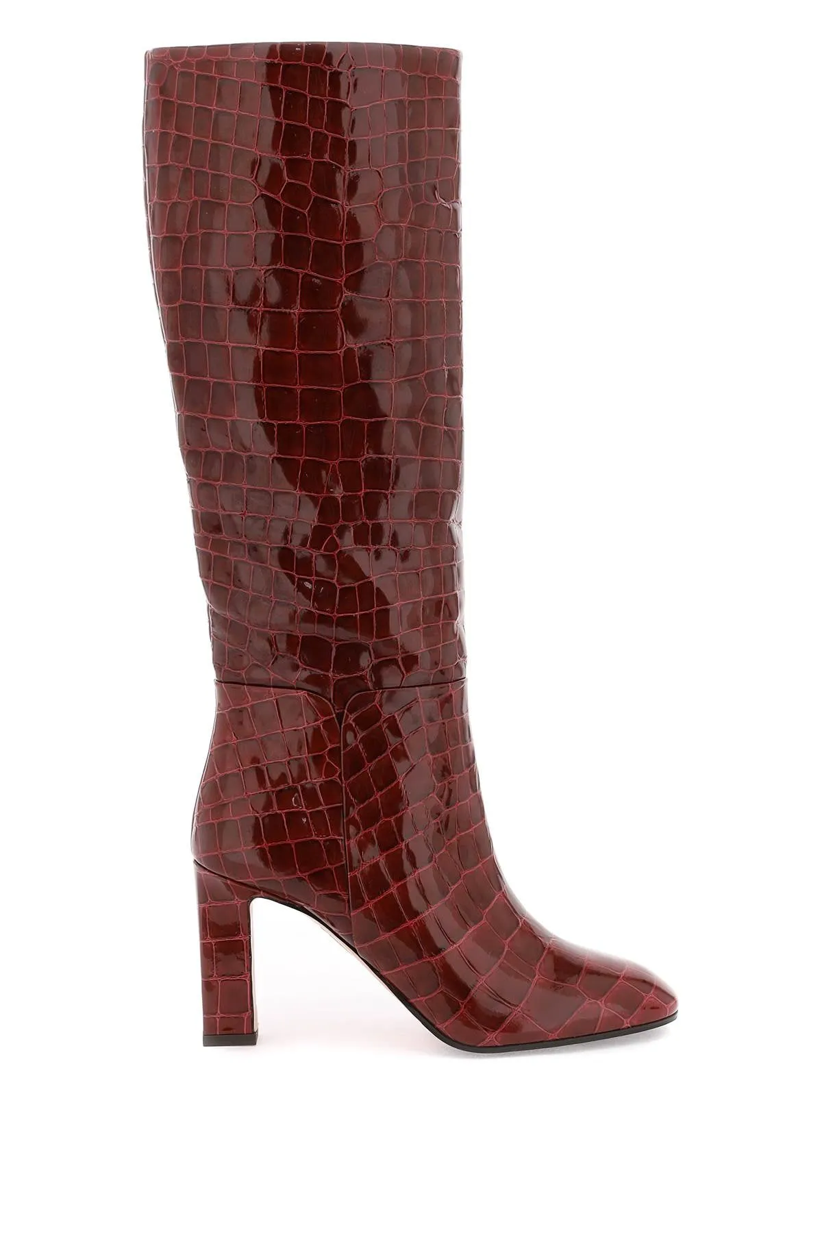 Aquazzura sellier boots in croc-embossed leather SELMIDB0 CCX DARK AUBERGEUR