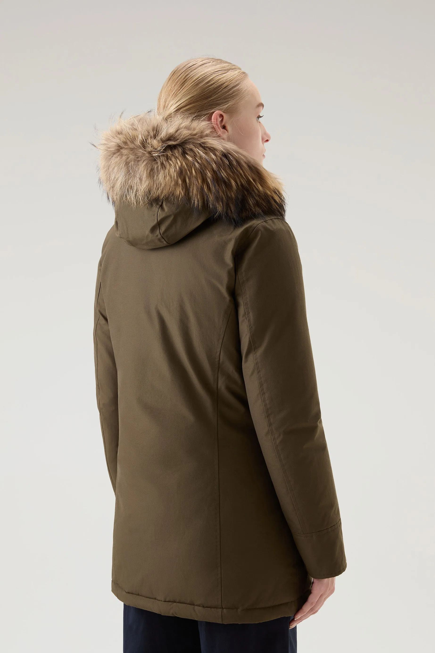 Arctic Parka in Ramar Cloth with Detachable Fur Trim Dark Green