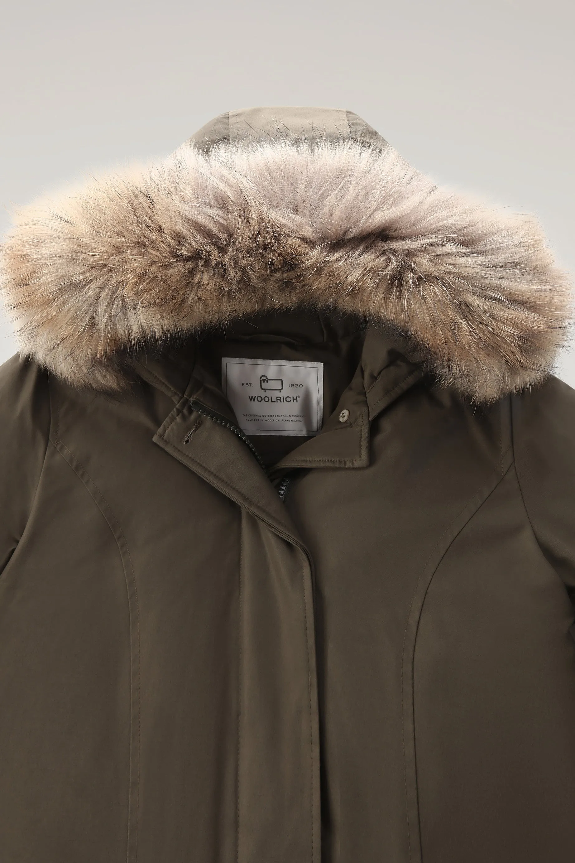 Arctic Parka in Ramar Cloth with Detachable Fur Trim Dark Green