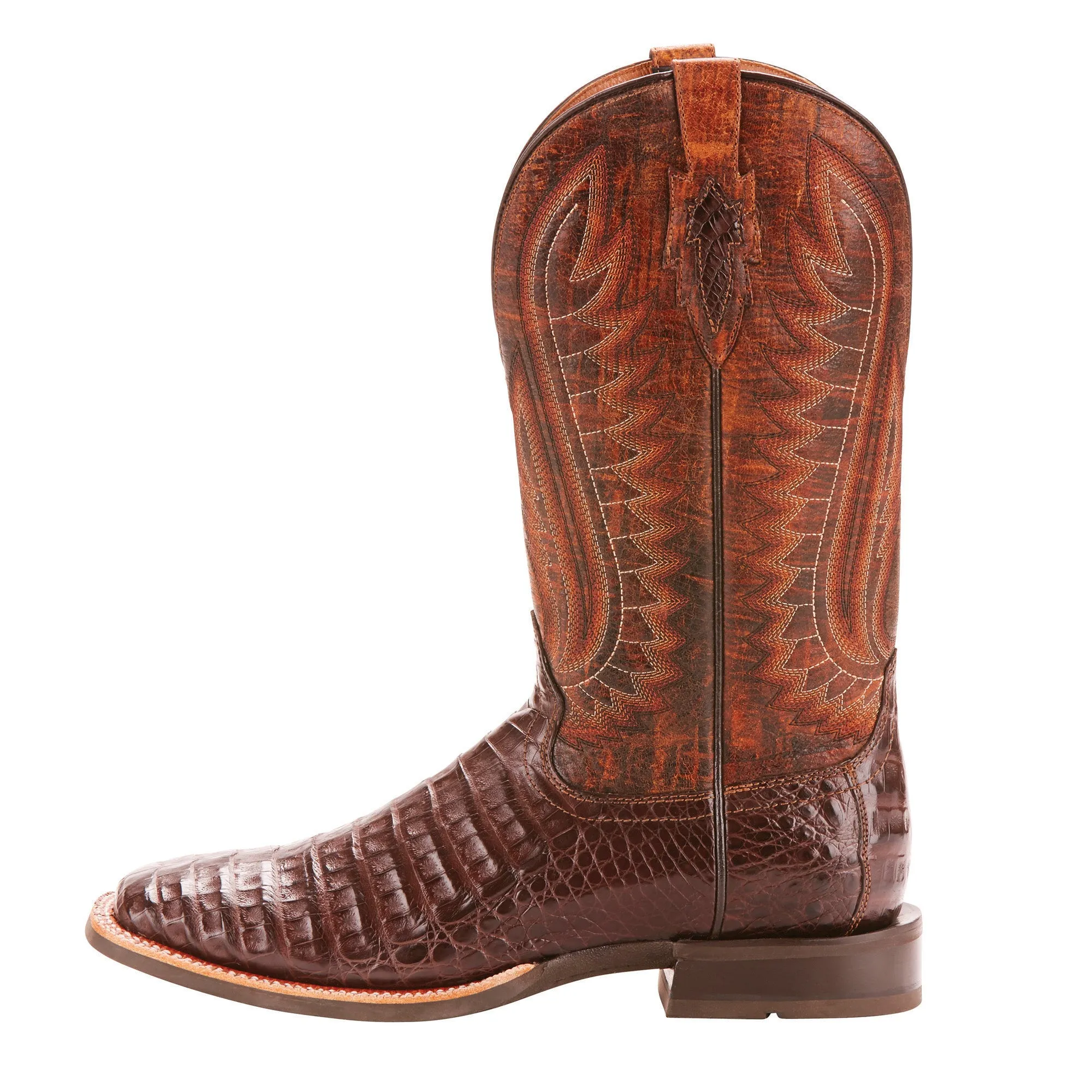 Ariat Double Down Caiman Gator Belly Square Toe Boots (Pecan)