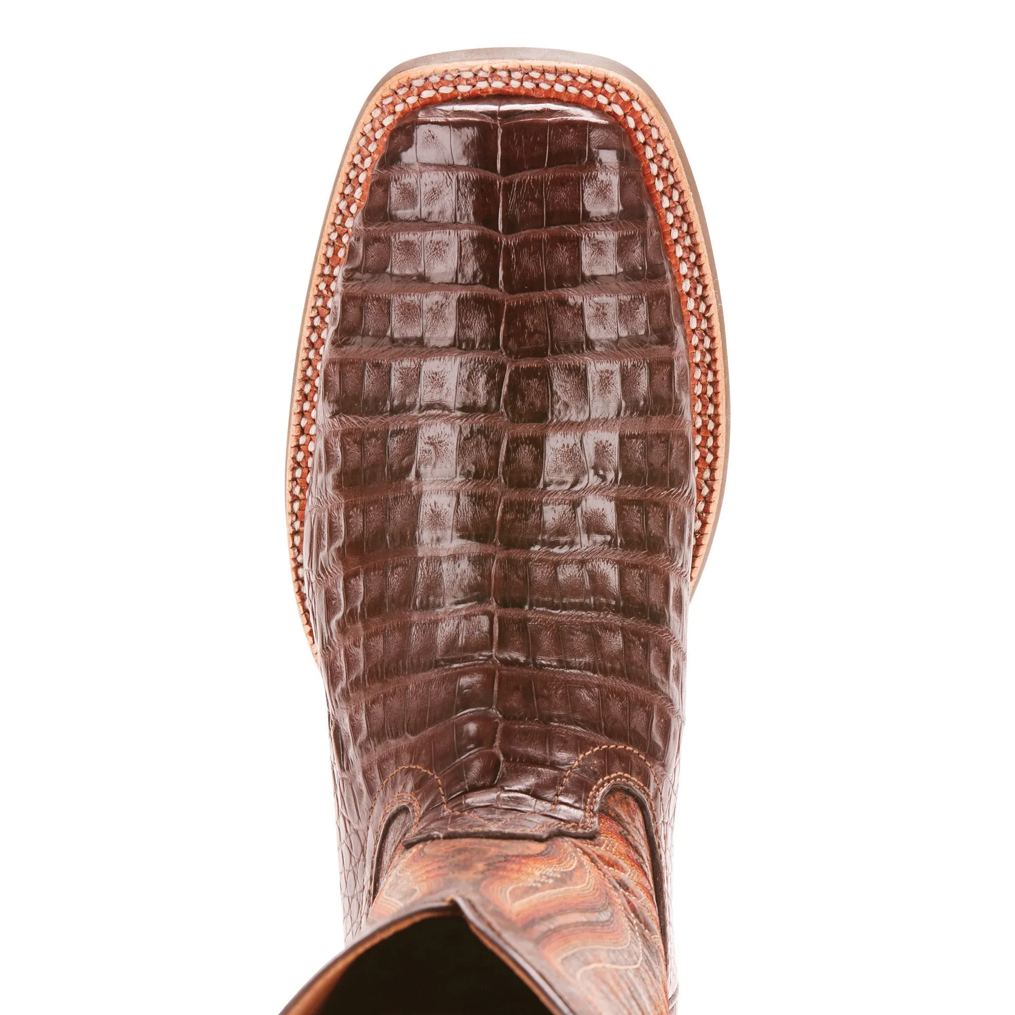 Ariat Double Down Caiman Gator Belly Square Toe Boots (Pecan)