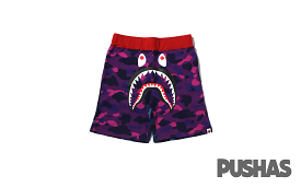 BAPE Crazy Camo Shark Sweat Shorts 'Purple' (2022)