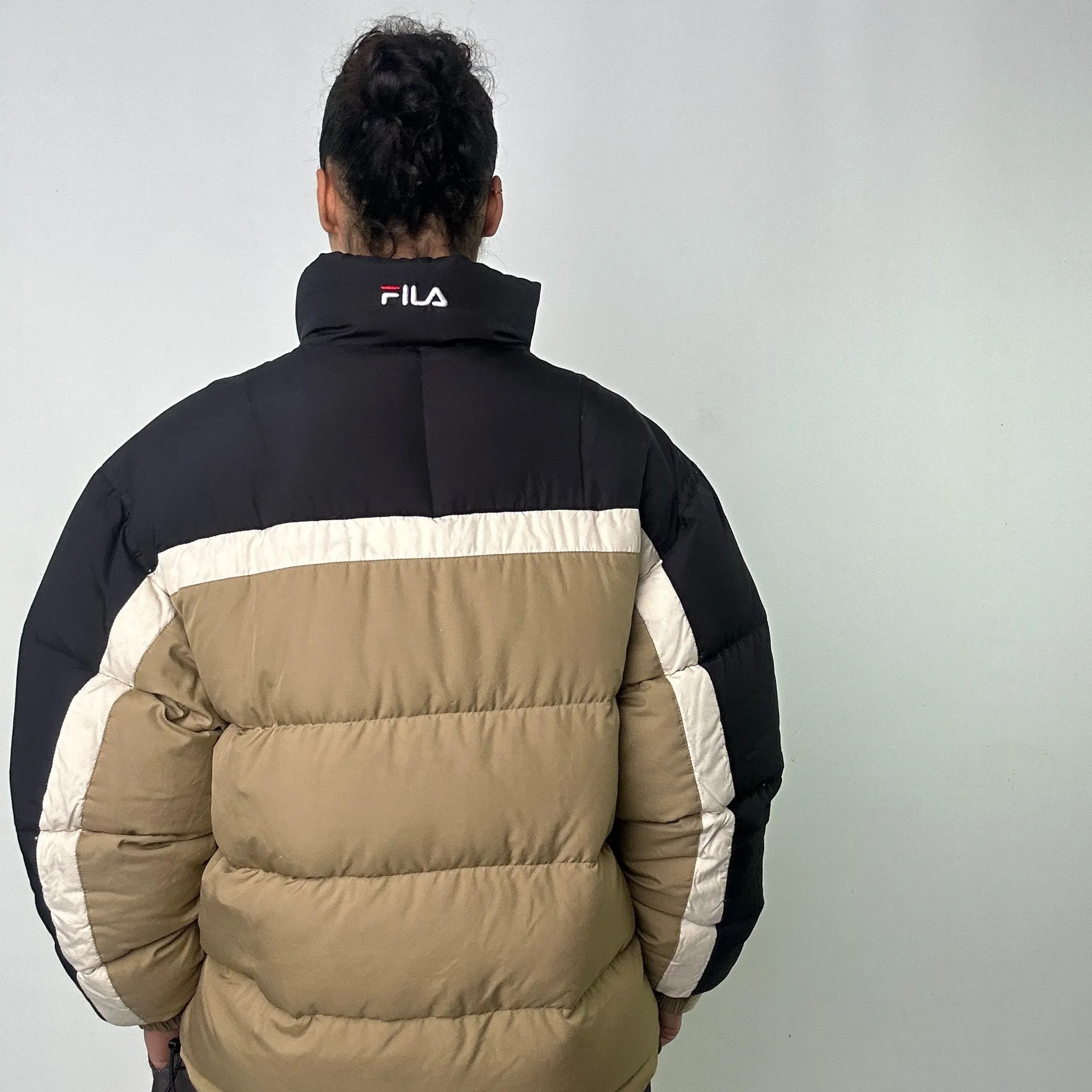 Beige Tan 90s FILA Puffer Jacket Coat (L)