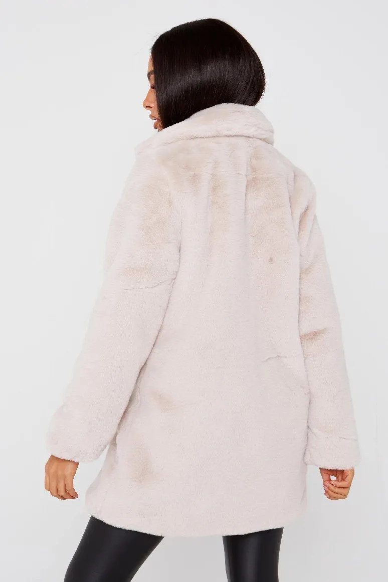 Beige Teddy Faux Fur Coat