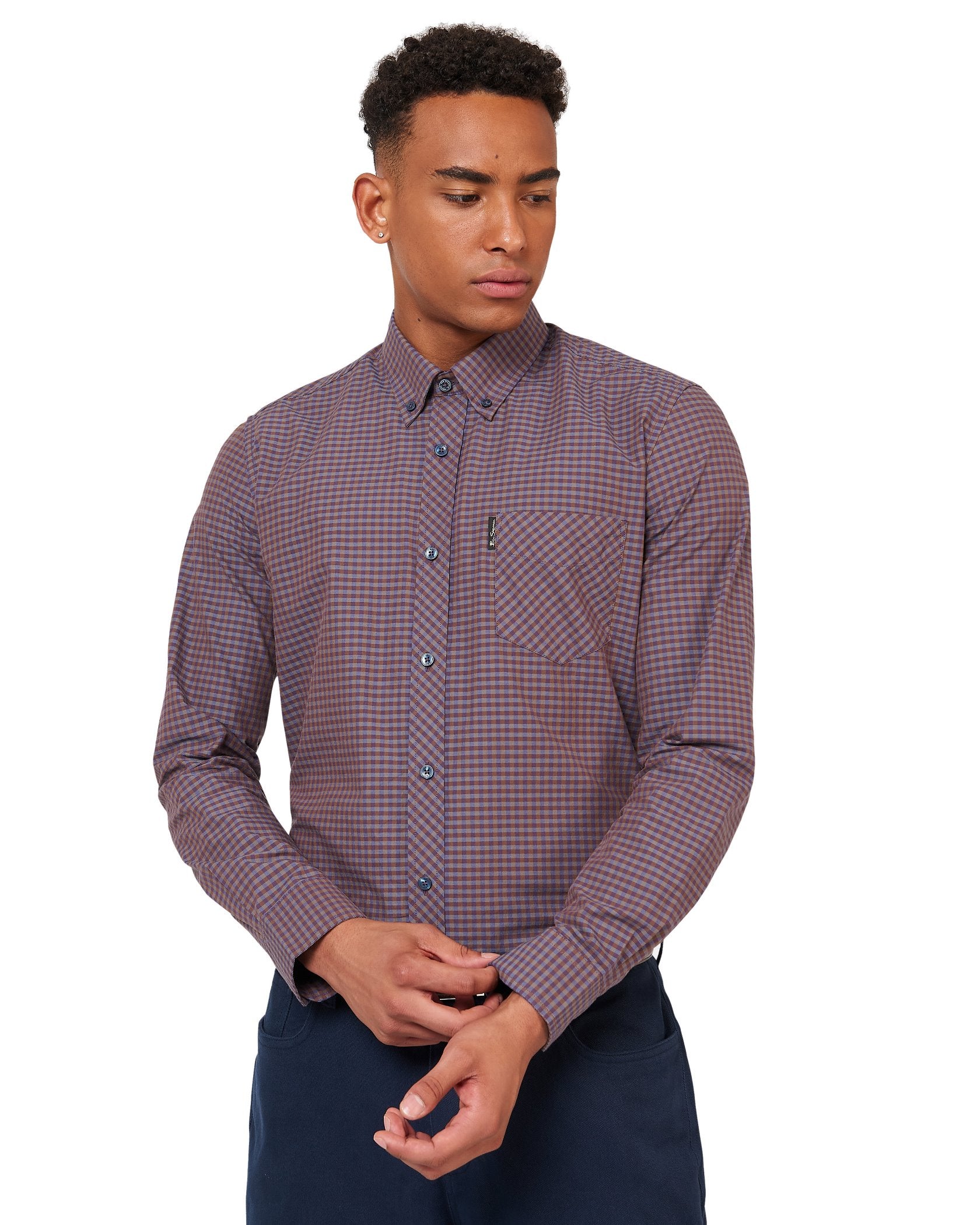 Ben Sherman Mens Gingham Check Shirt - Long Sleeved