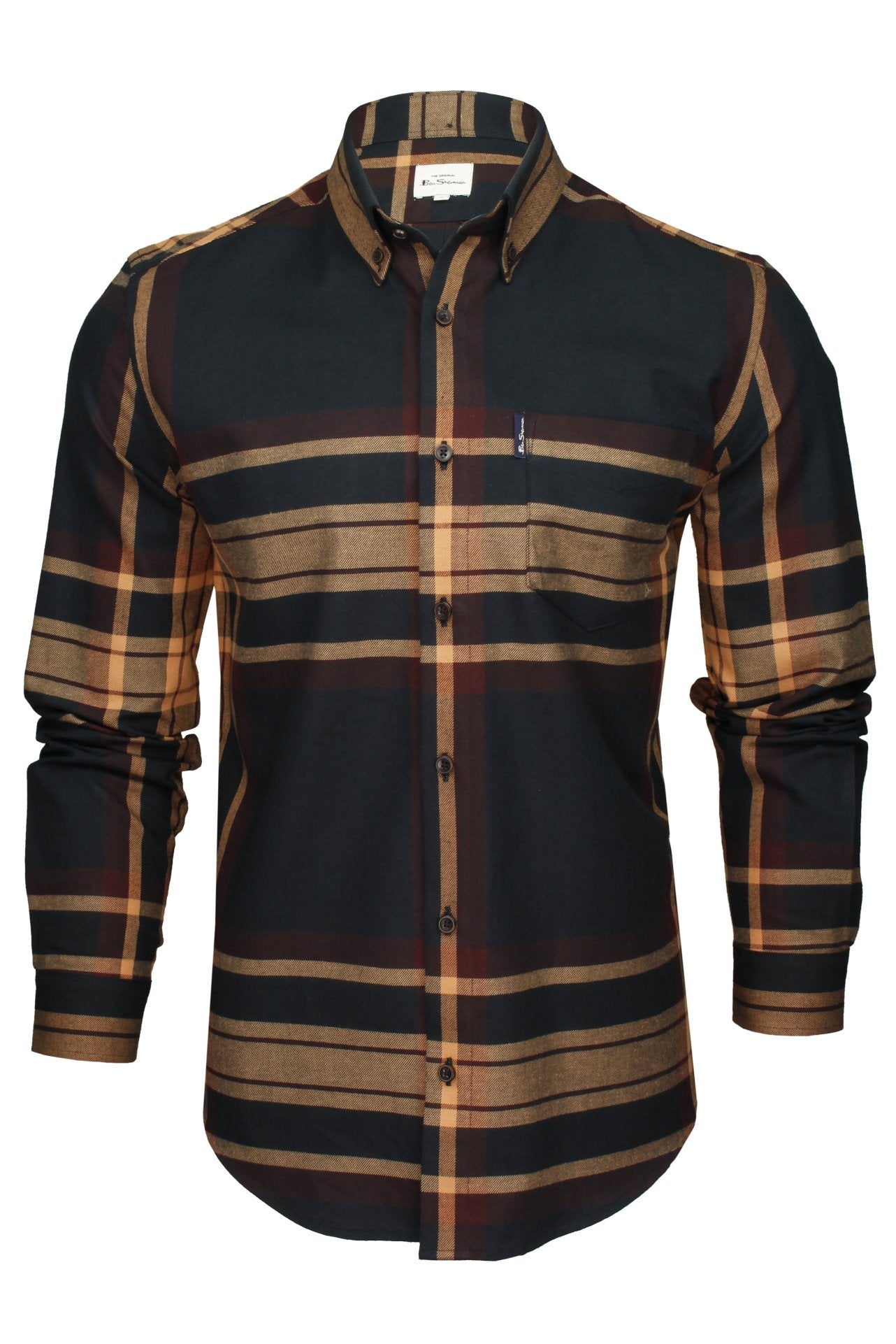 Ben Sherman Mens Oversized Tartan Check Shirt Long Sleeve