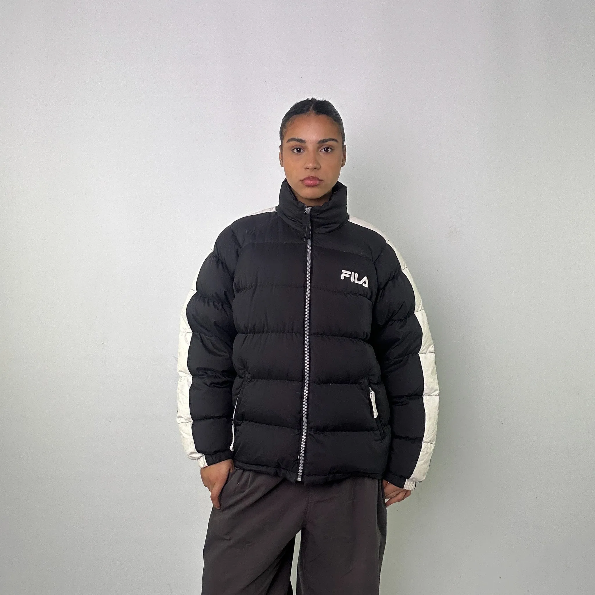 Black 90s FILA Puffer Jacket Coat (S)