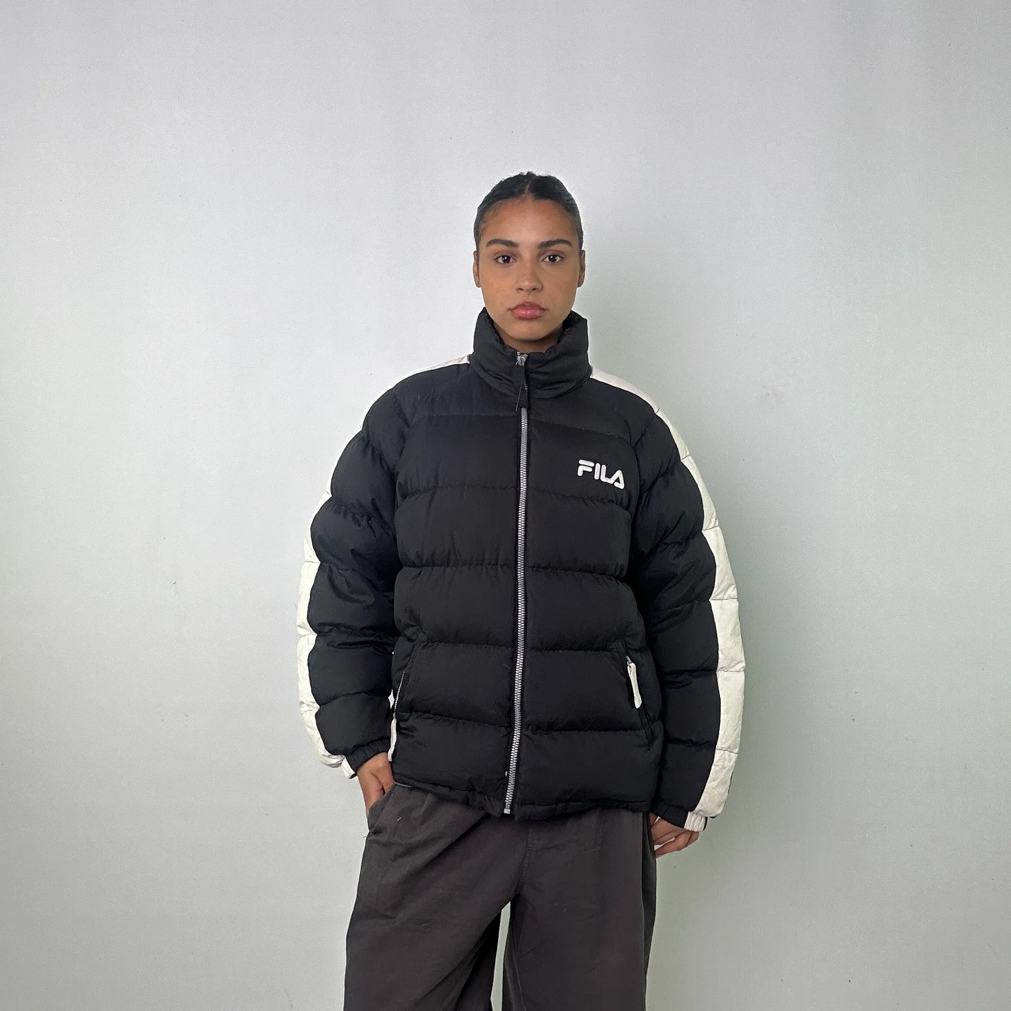 Black 90s FILA Puffer Jacket Coat (S)