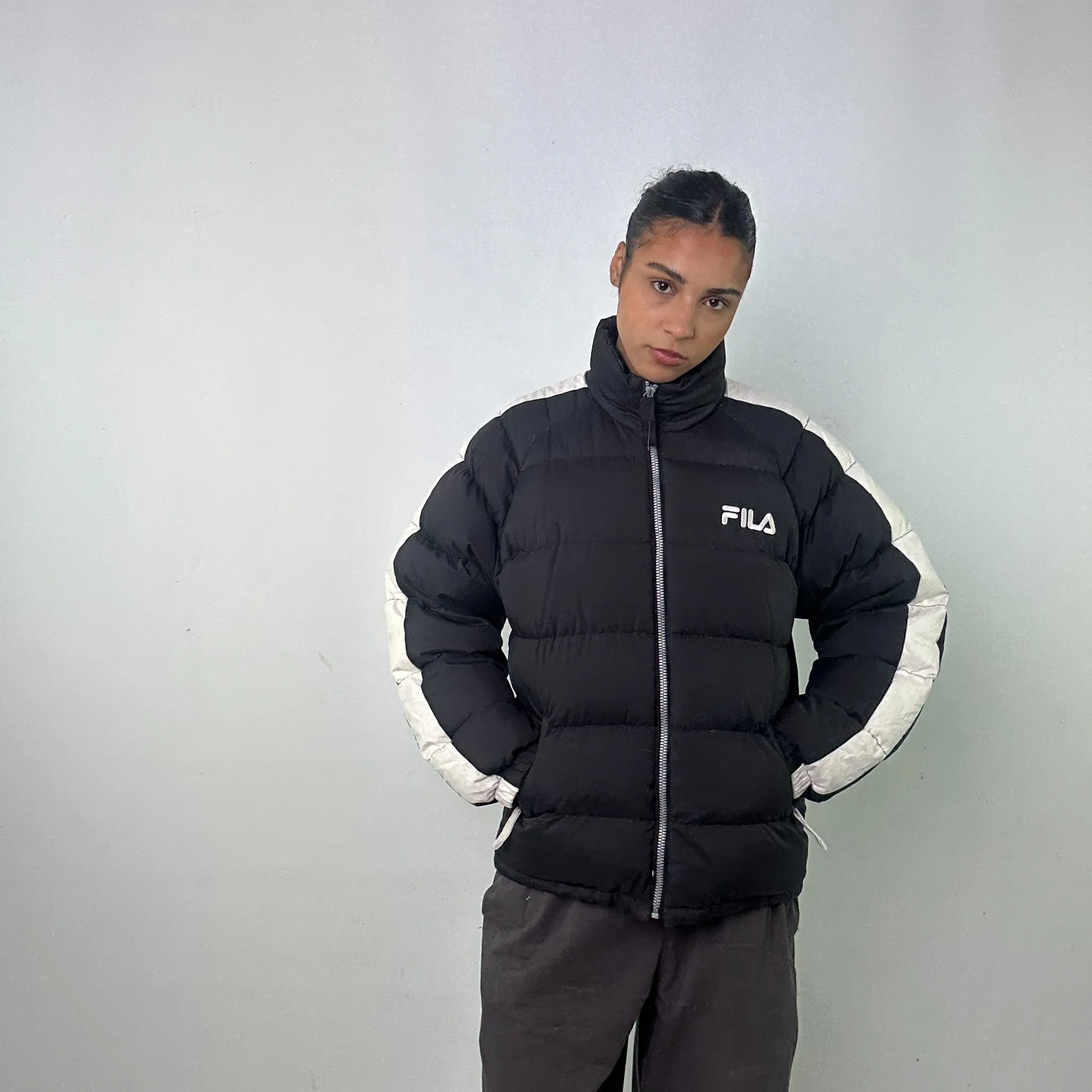 Black 90s FILA Puffer Jacket Coat (S)