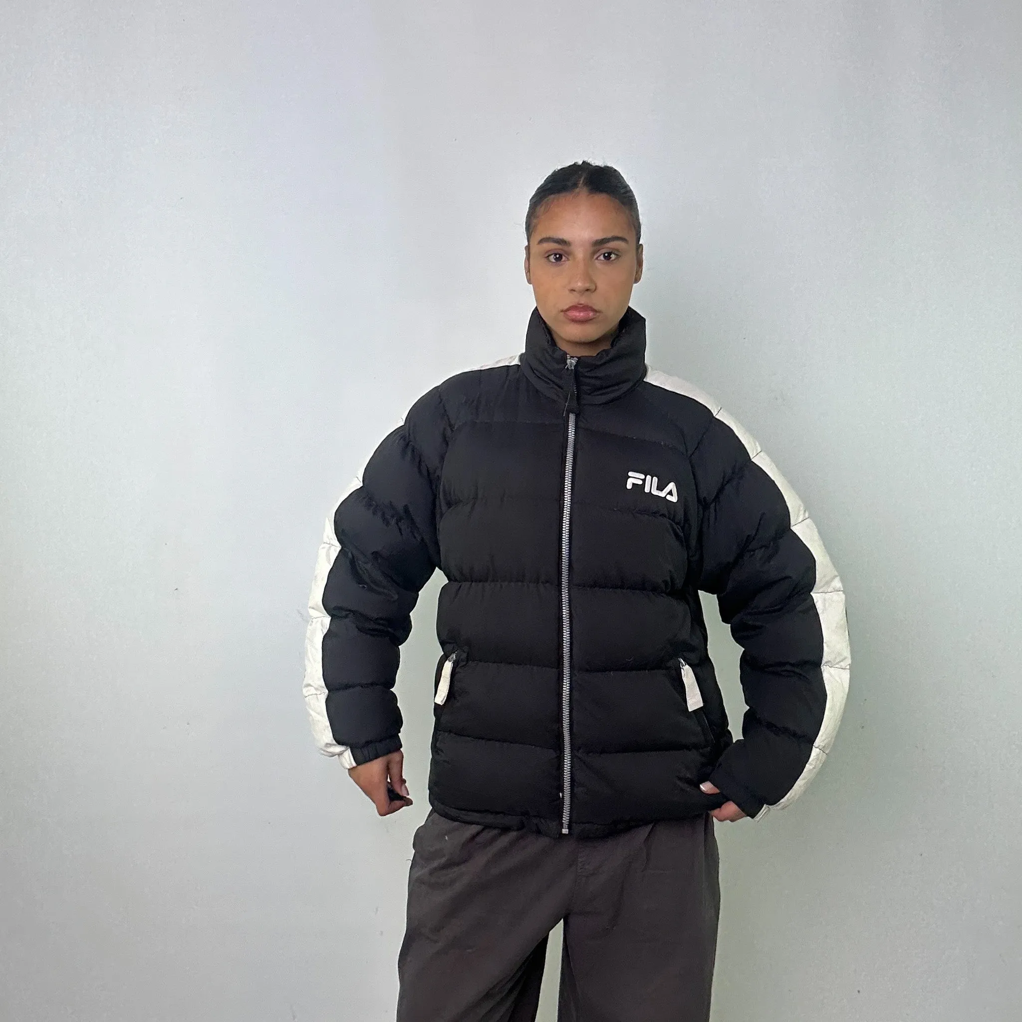 Black 90s FILA Puffer Jacket Coat (S)