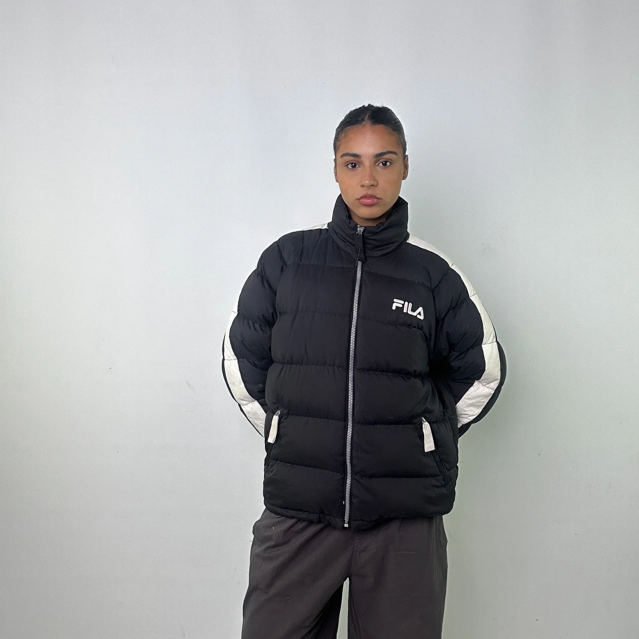 Black 90s FILA Puffer Jacket Coat (S)