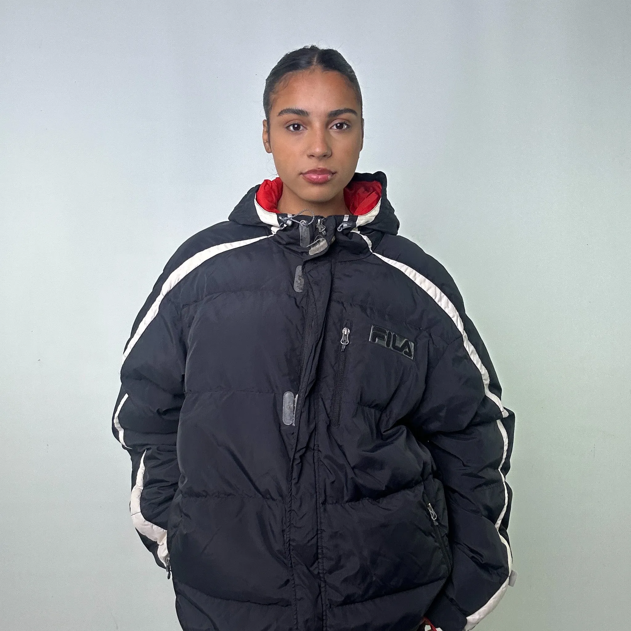 Black 90s FILA Puffer Jacket Coat (XXL)