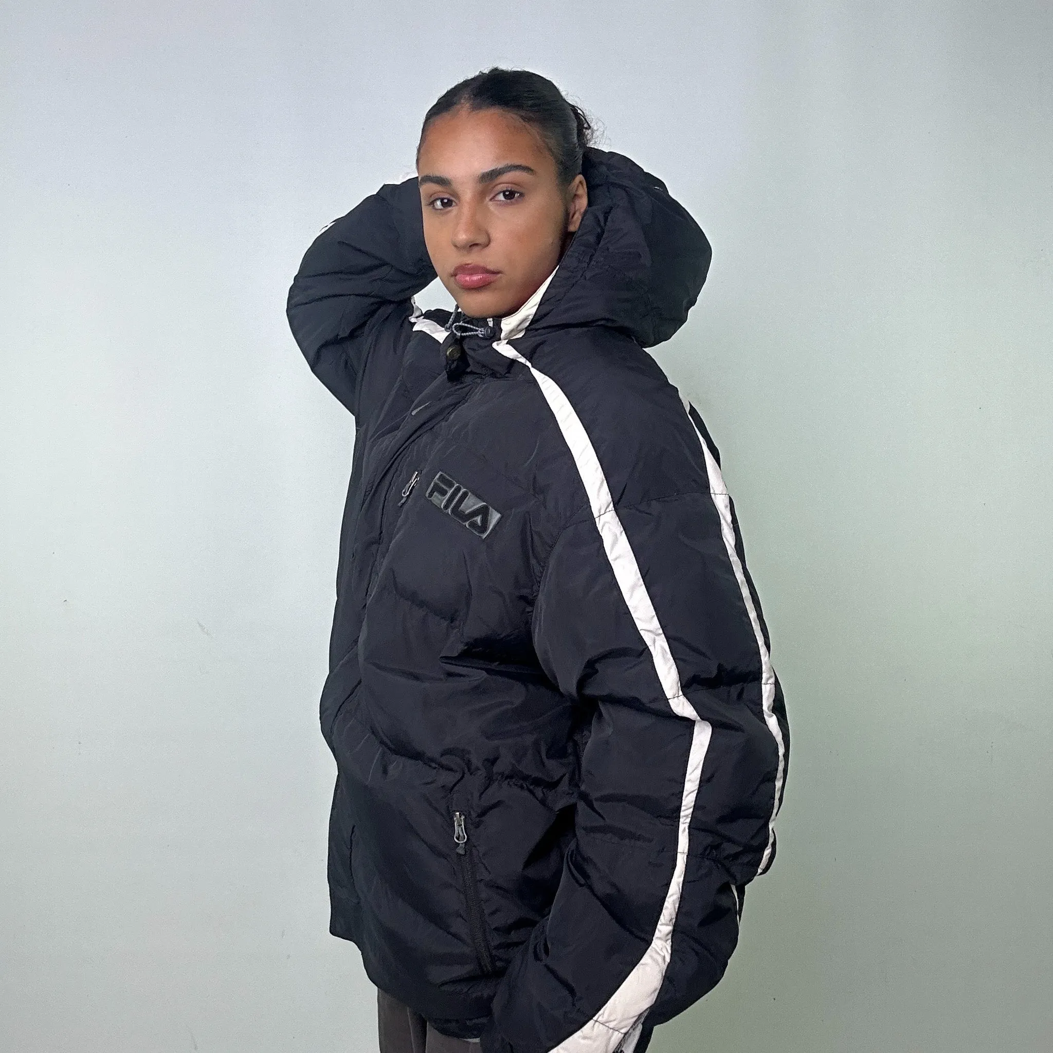 Black 90s FILA Puffer Jacket Coat (XXL)