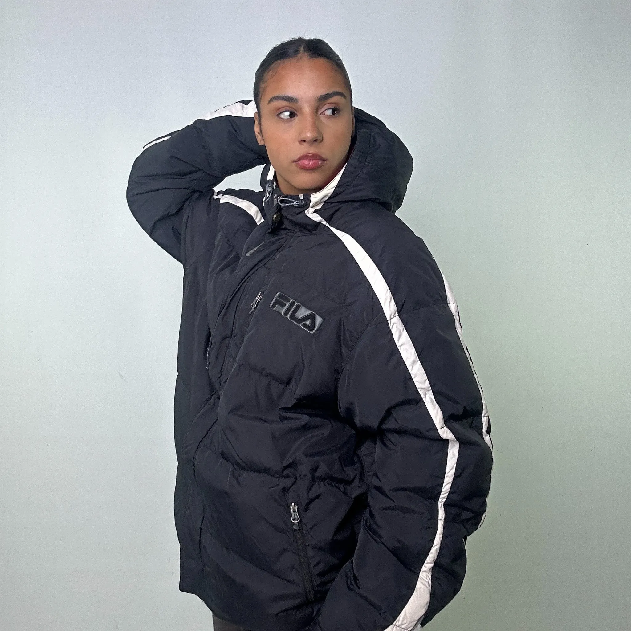 Black 90s FILA Puffer Jacket Coat (XXL)