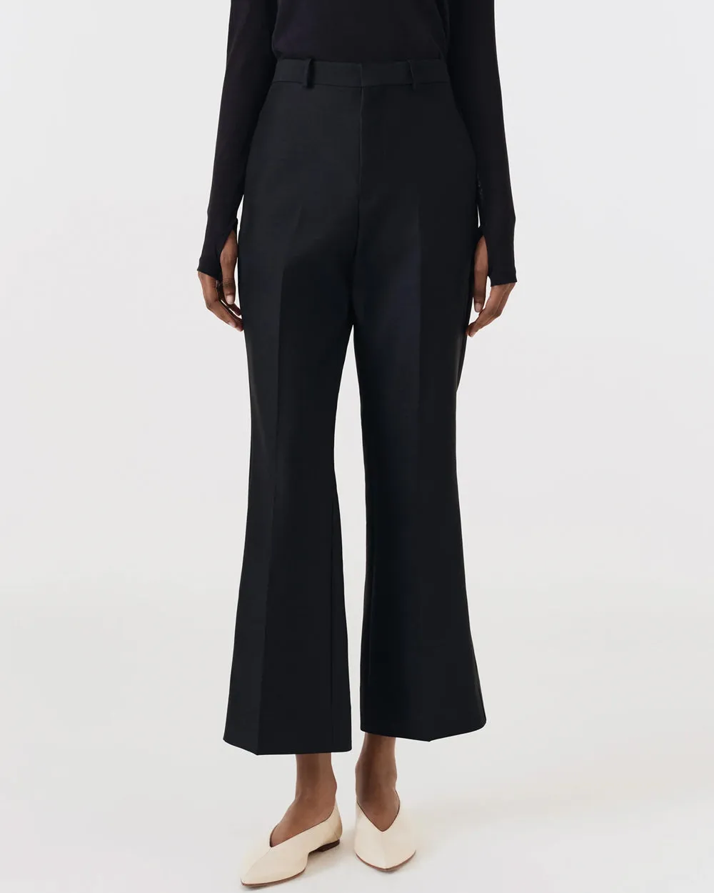 Black Credo Crop Bootcut Trouser