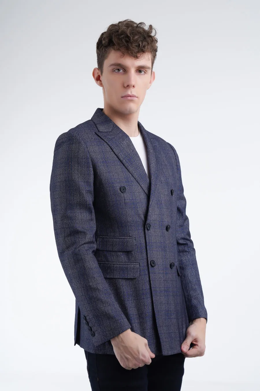 Blue Glen Check Coat