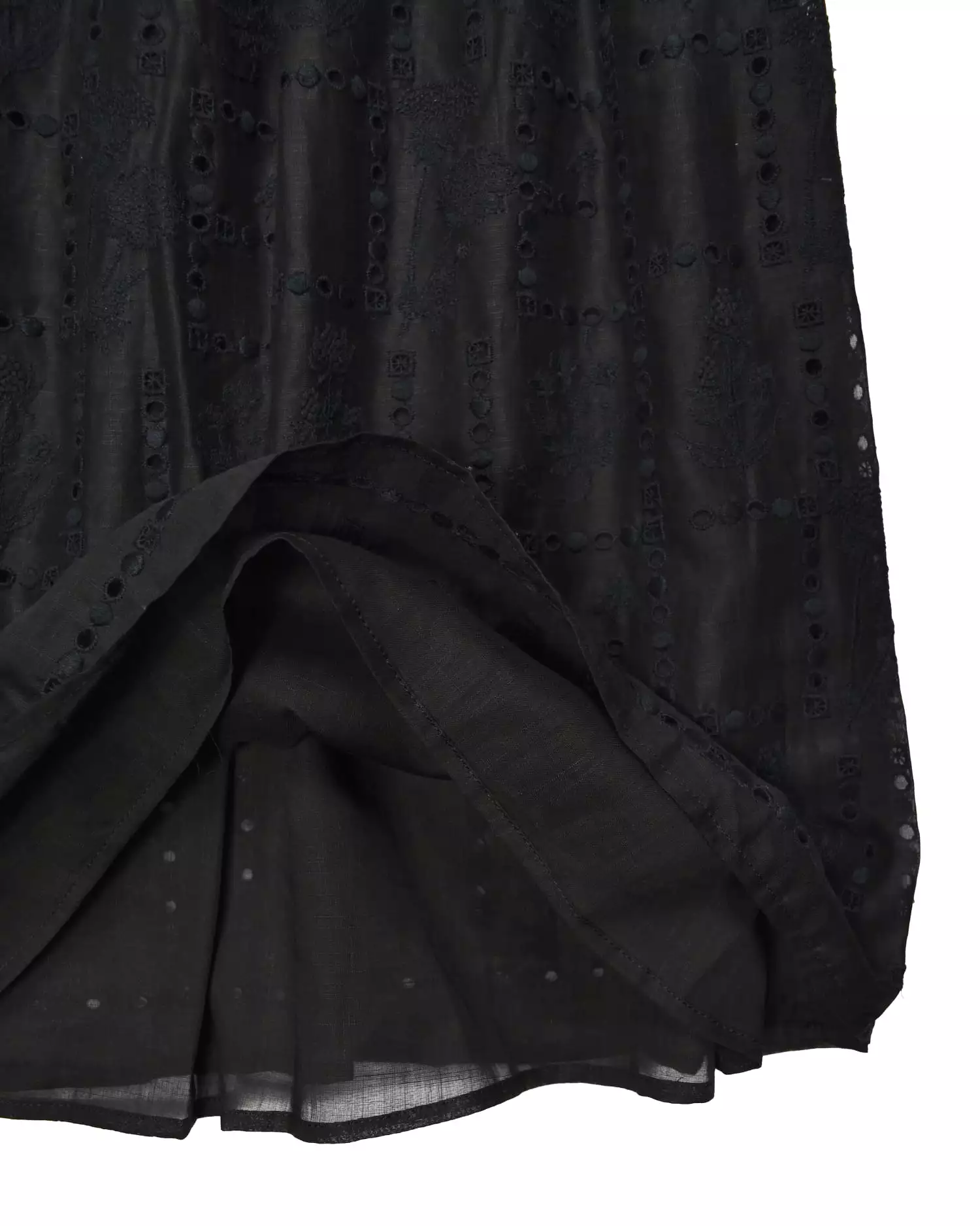 Botanical Eyelet Pinafore Skirt Black