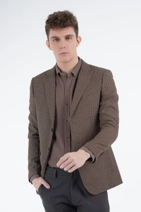 Brown Pin Check Coat