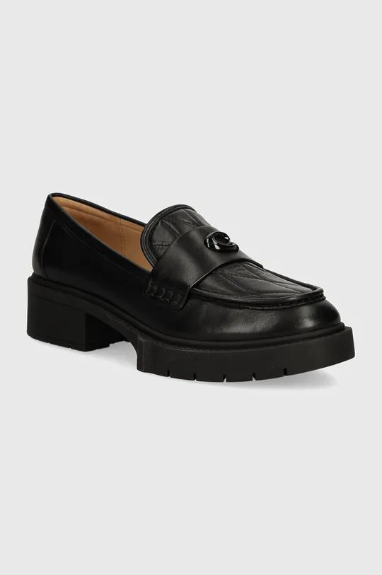 Coach leather loafers Leah women's black color CP758