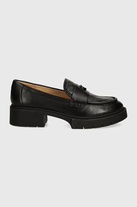 Coach leather loafers Leah women's black color CP758