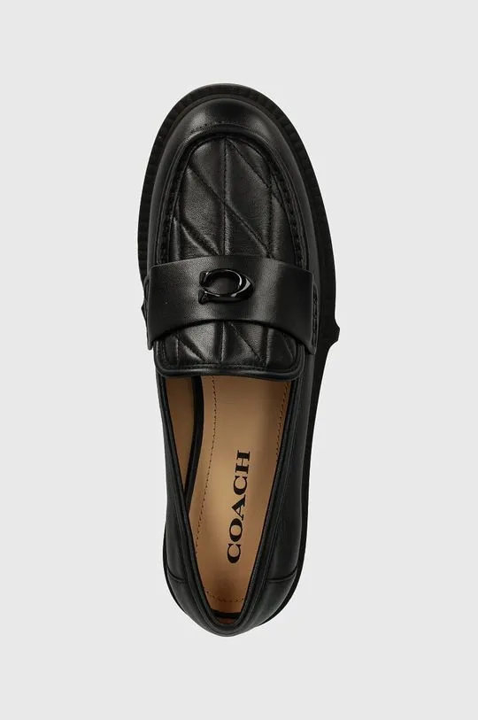 Coach leather loafers Leah women's black color CP758