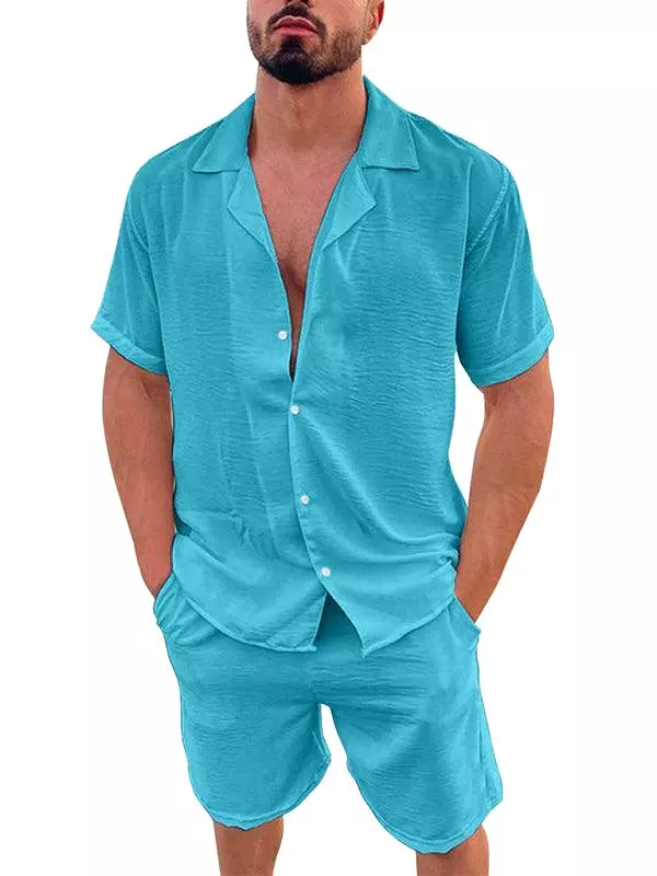 Cotton Short Sleeved Men Clothing Set