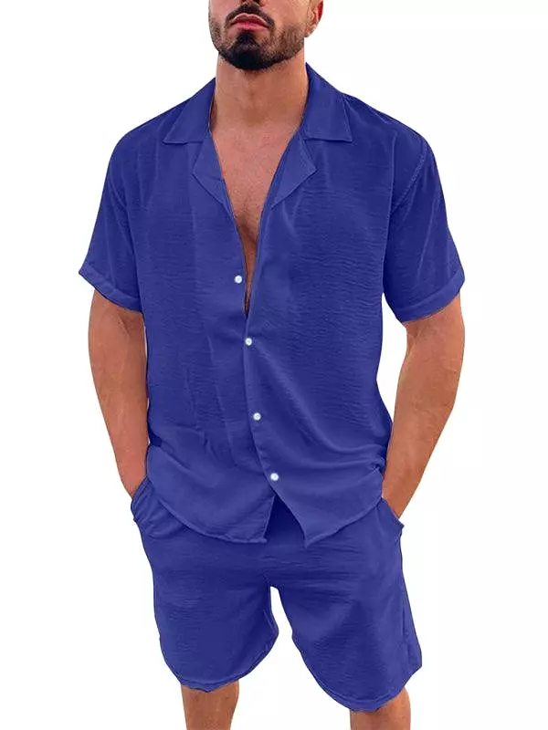 Cotton Short Sleeved Men Clothing Set