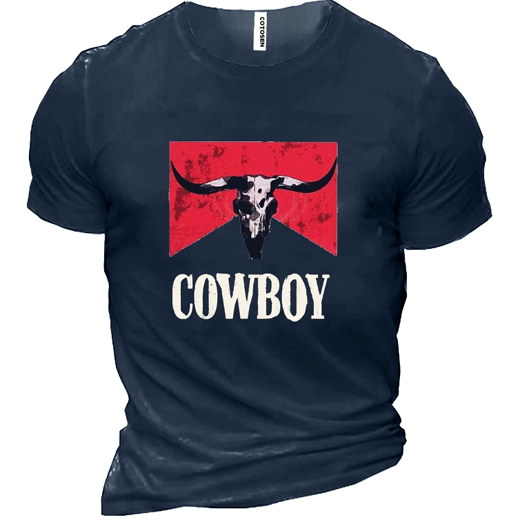 Cowboy Men's Cotton Short Sleeve T-Shirt