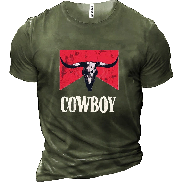 Cowboy Men's Cotton Short Sleeve T-Shirt