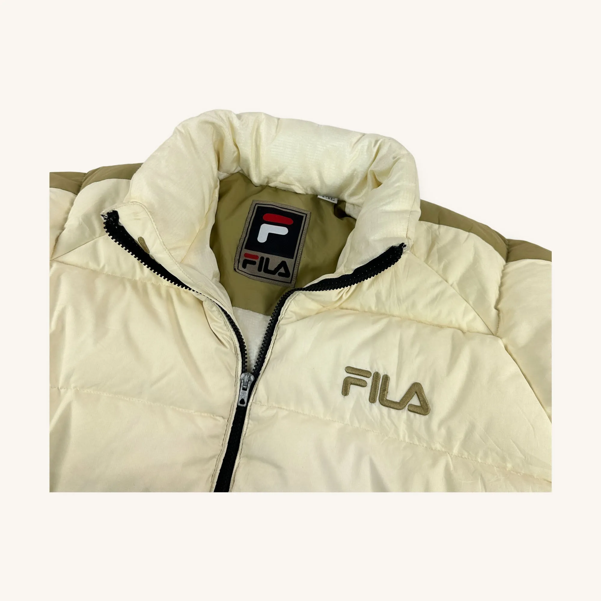 Cream 90s FILA Puffer Jacket Coat (L)