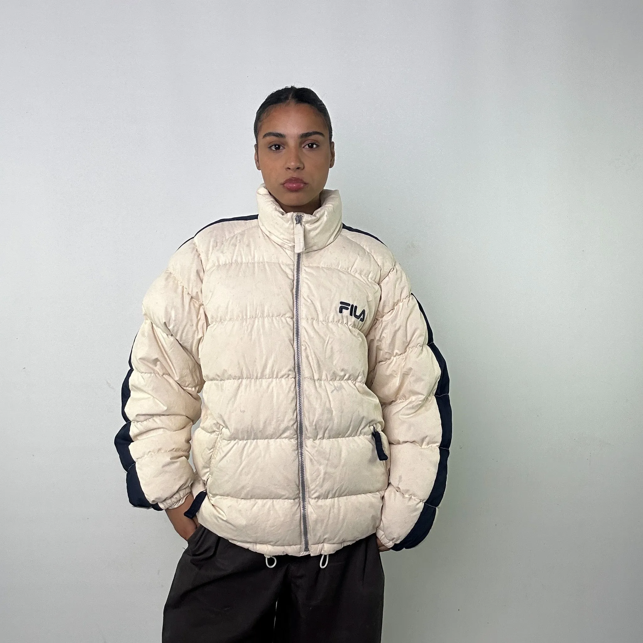 Cream 90s FILA Puffer Jacket Coat (M)