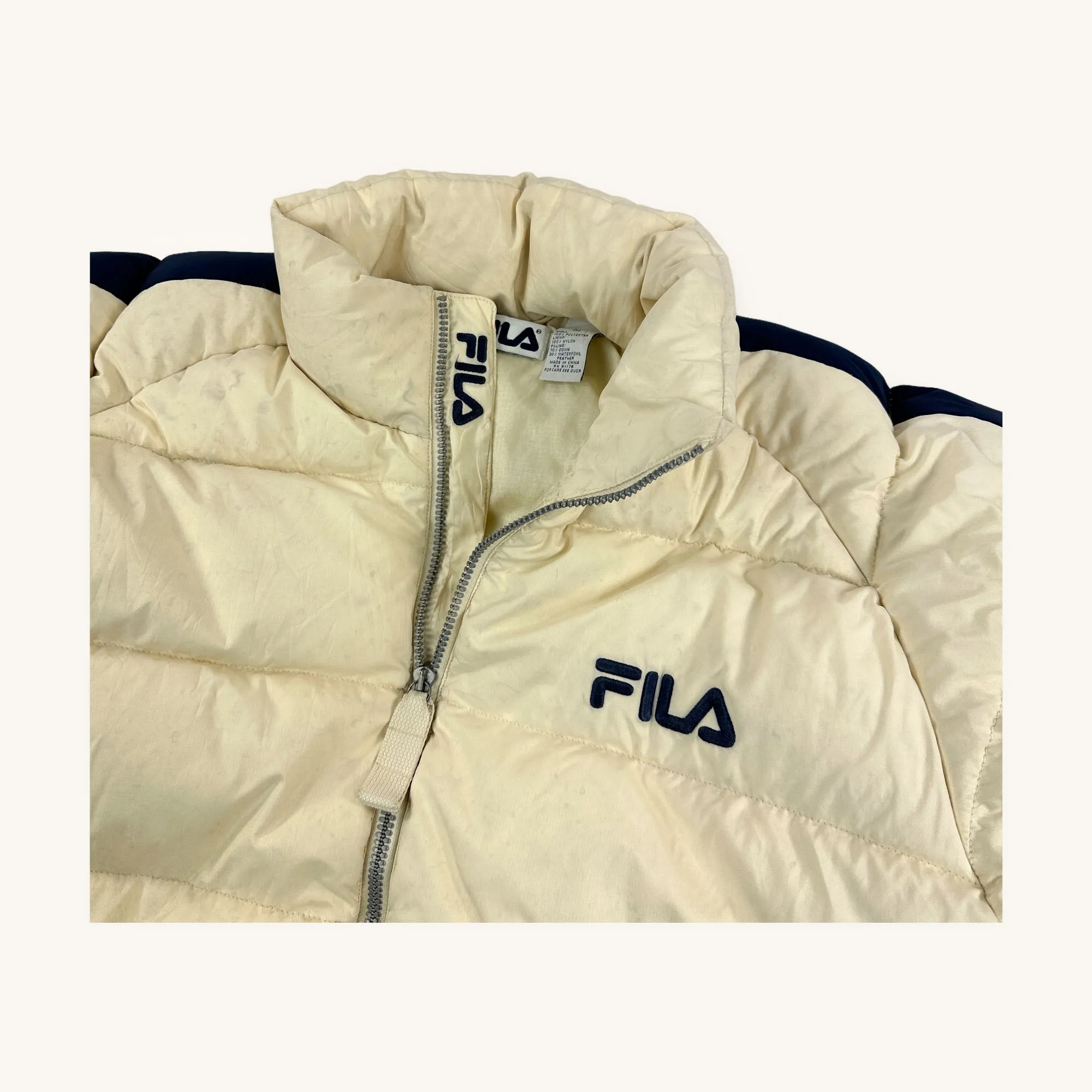 Cream 90s FILA Puffer Jacket Coat (M)