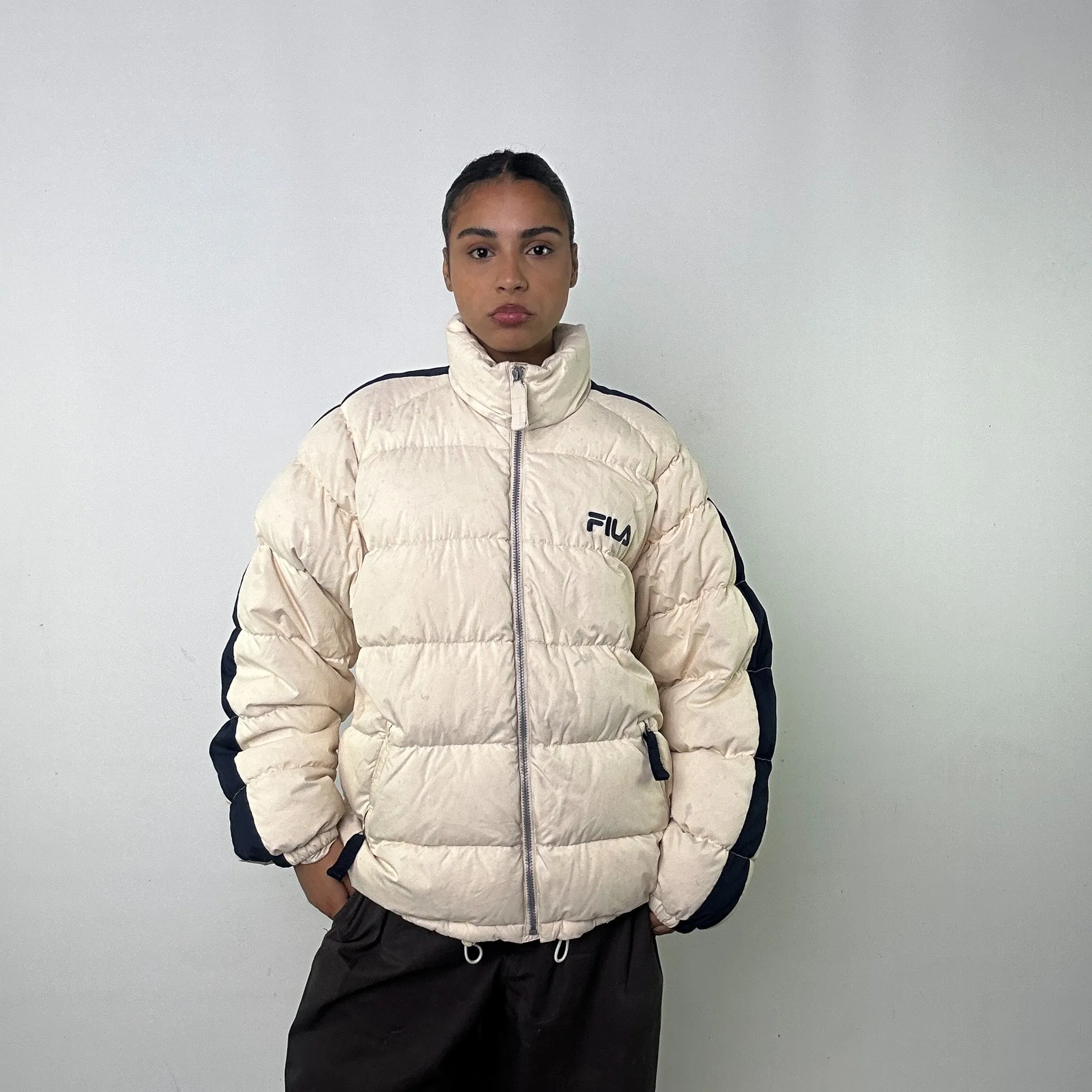 Cream 90s FILA Puffer Jacket Coat (M)