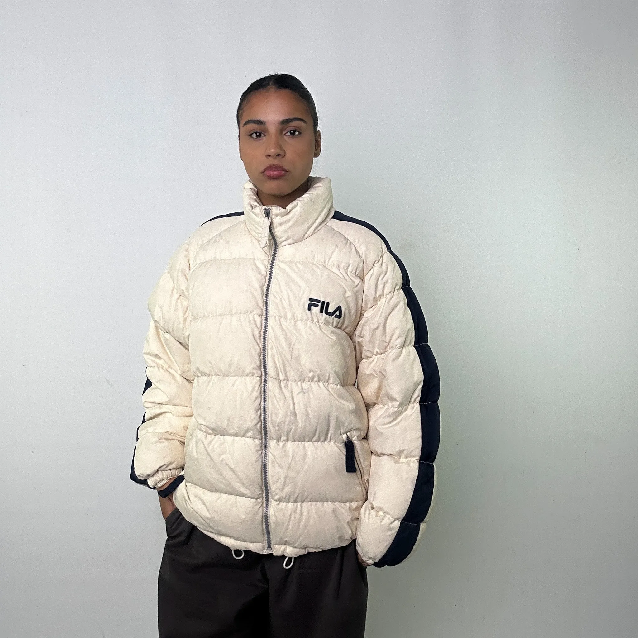 Cream 90s FILA Puffer Jacket Coat (M)