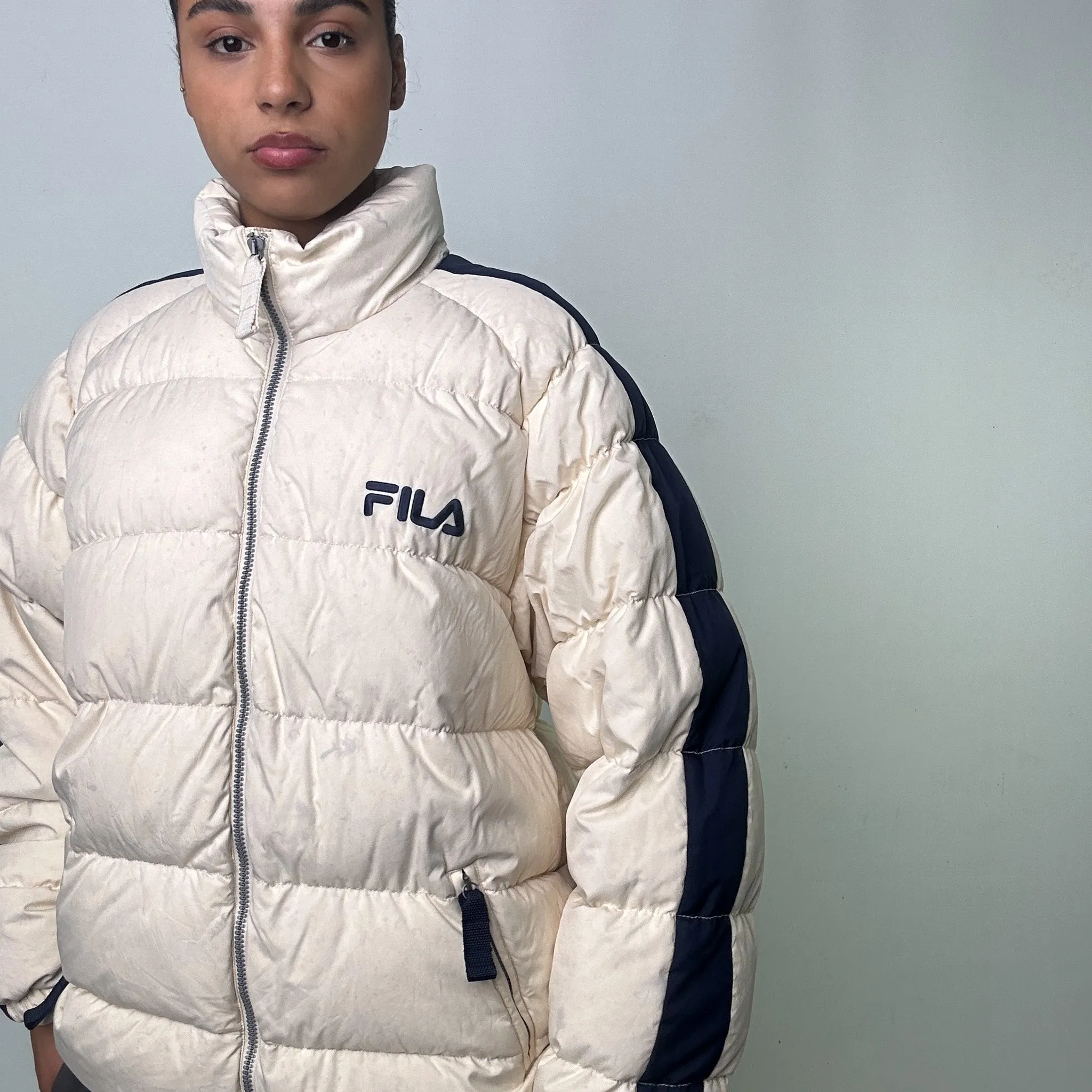 Cream 90s FILA Puffer Jacket Coat (M)