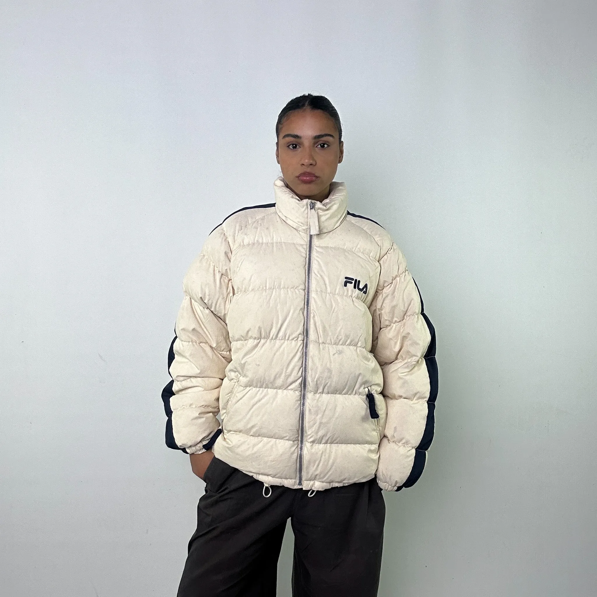 Cream 90s FILA Puffer Jacket Coat (M)