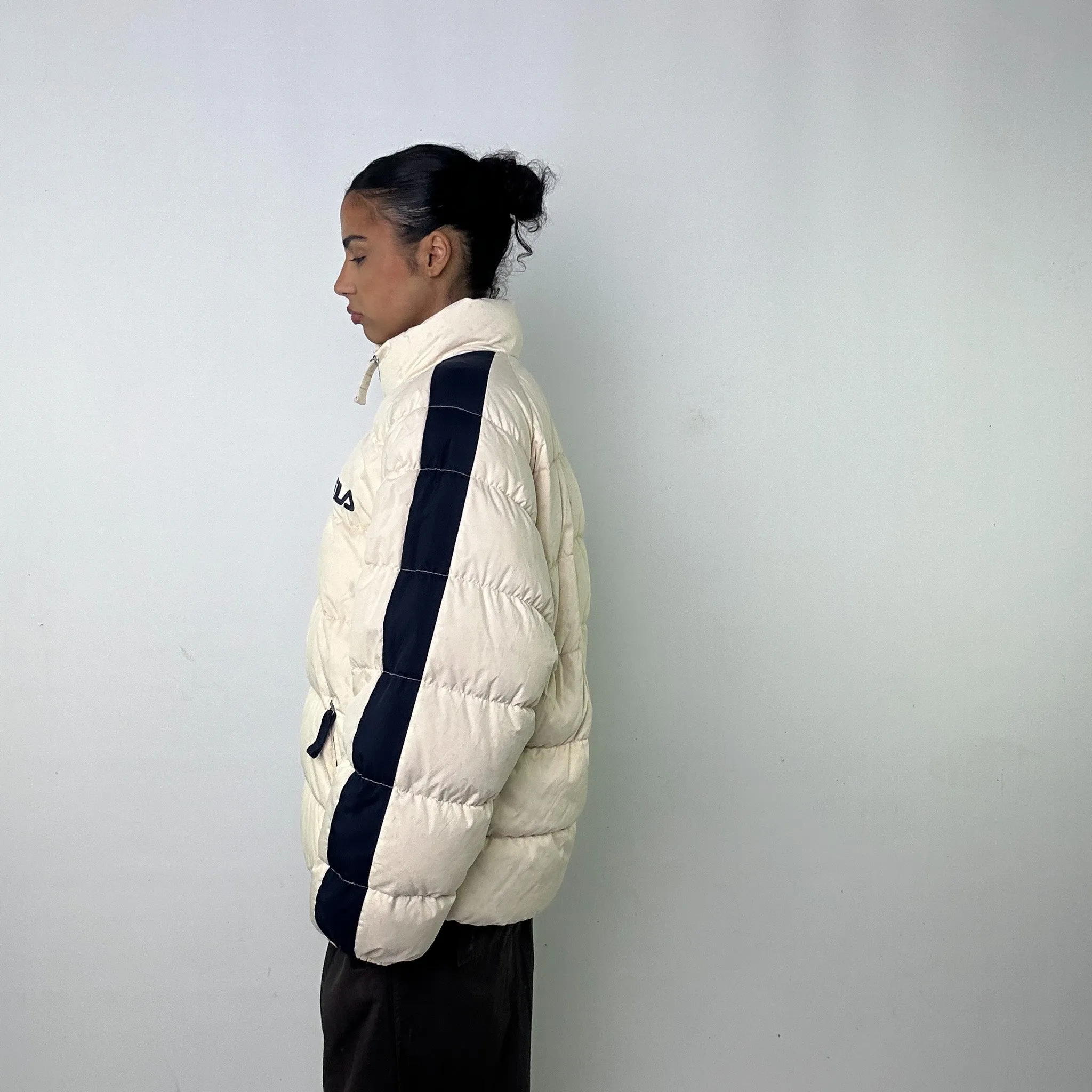 Cream 90s FILA Puffer Jacket Coat (M)