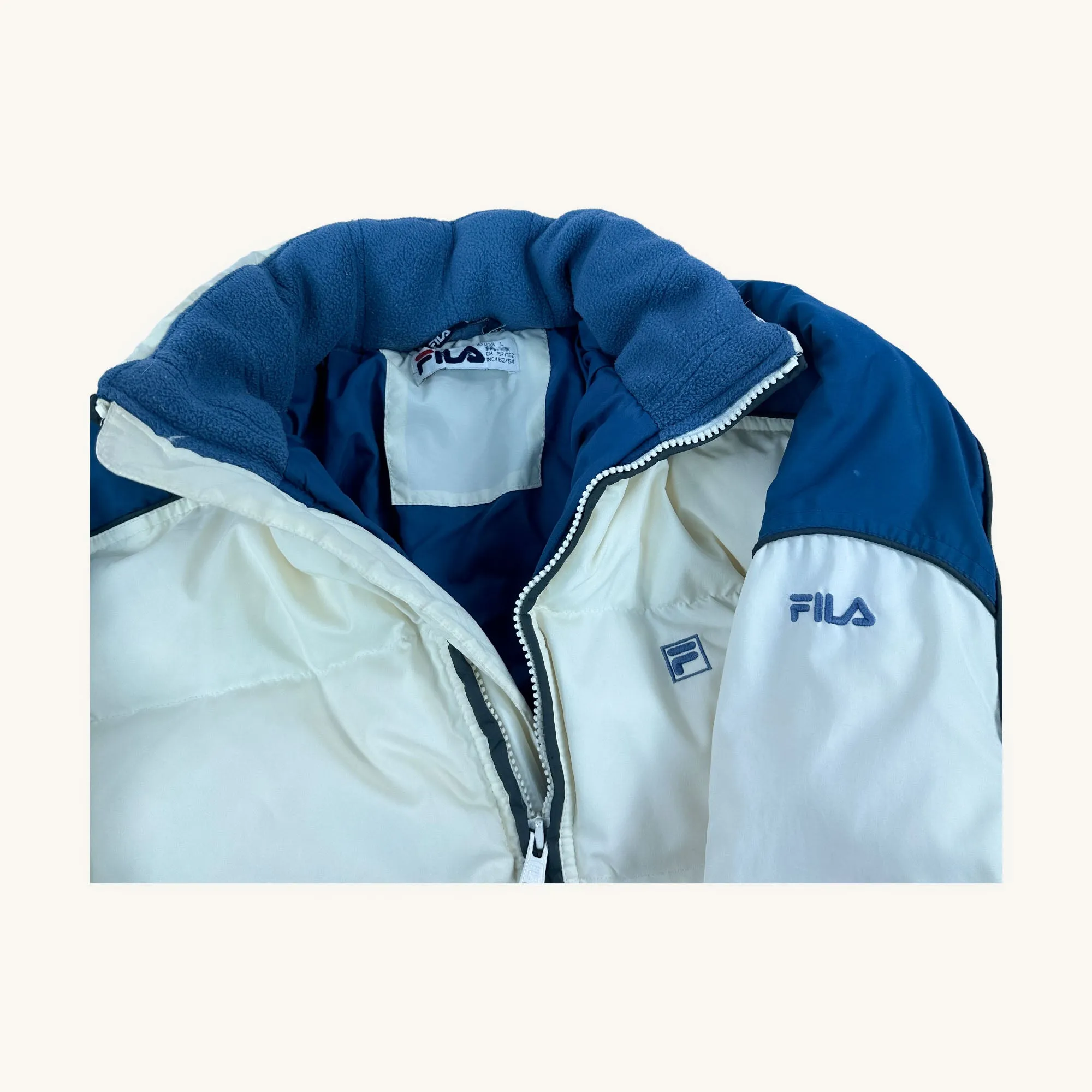 Cream 90s FILA Puffer Jacket Coat (S)