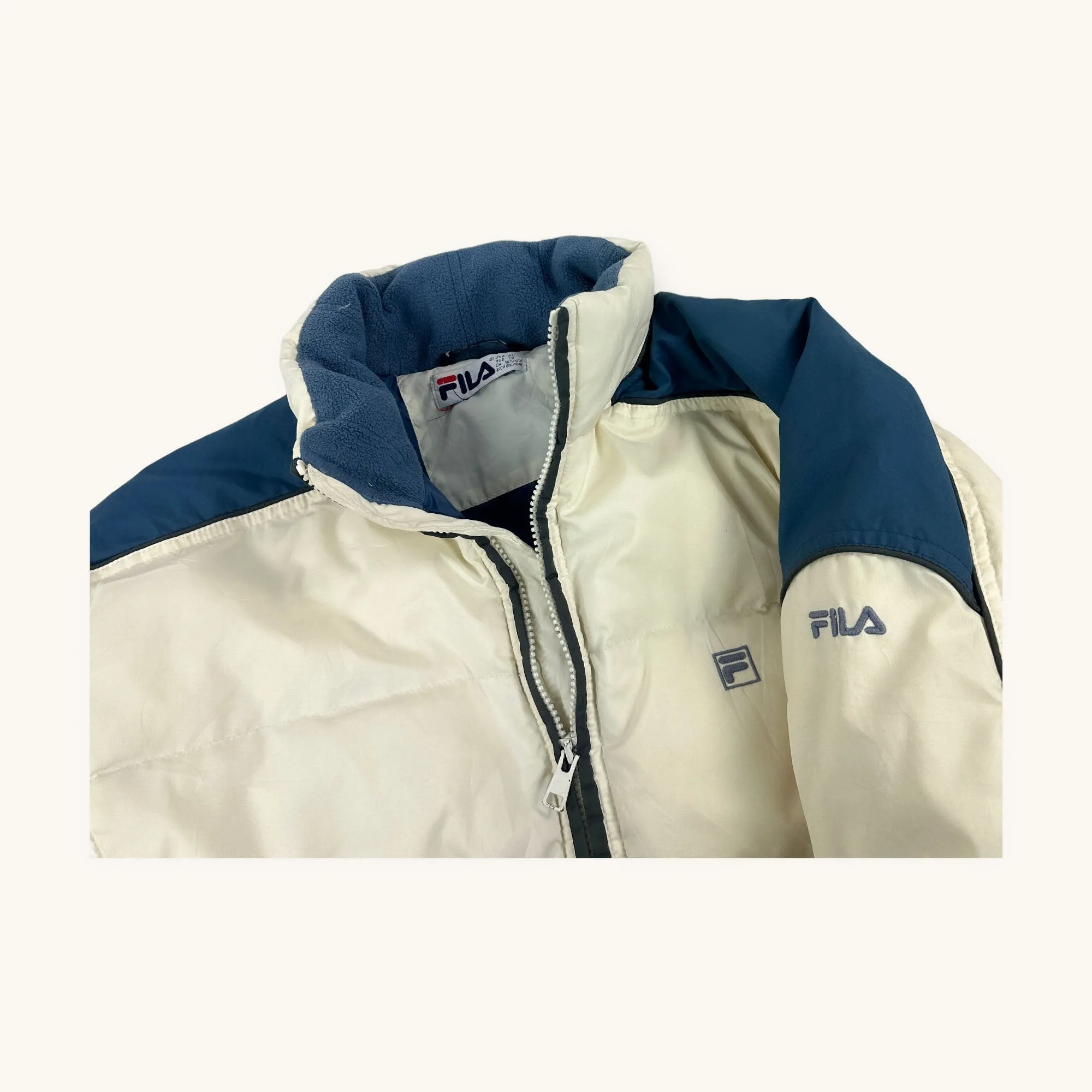 Cream 90s FILA Puffer Jacket Coat (XL)